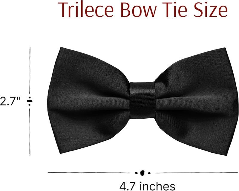 Trilece Bow Ties for Men - Mens Solid Color Formal Pre Tied Bowtie and Pocket Square Sets - Mens Bowties Bow Tie Sets - Image 3
